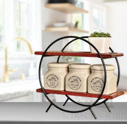 Round Metal & Wooden Countertop Rack