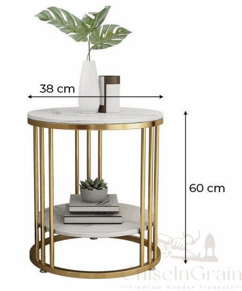 Round Side Table with Shelf
