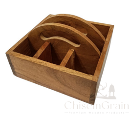 Wooden Napkin & Cutlery Holder