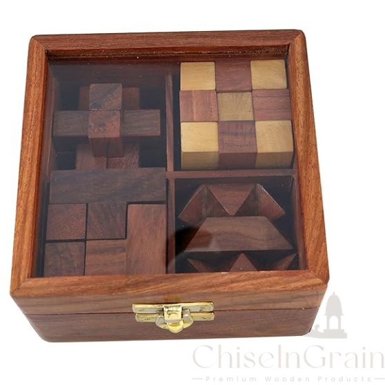 Wooden Puzzle Brain Teaser Game Set