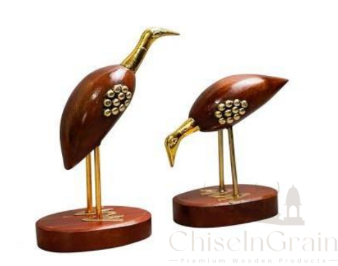 Wooden Decorative Bird Pair