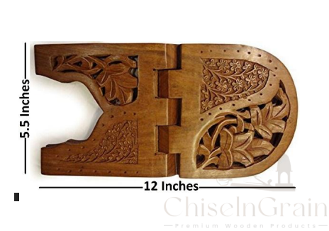 Wooden Rehal (Book Stand) – 12 Inch Handcrafted Floral Design