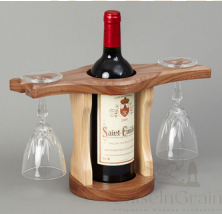 Wooden Wine Bottle & Glass Holder Stand