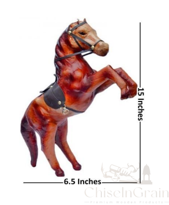 Handcrafted Wooden Horse Figurine (15 x 6.5 Inches)