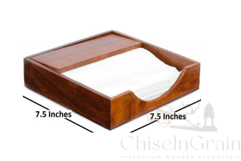 Zyntix Wooden Tissue Paper Holder Square Dining Table Accessories, Napkin Holder for Table - Stylish and Durable Design for Home, Kitchen, or Restaurant Use - Enhance Your Dining Experience