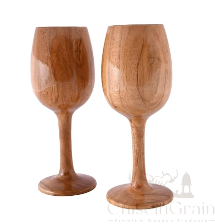 Click to see full view soulvinee Handmade Pure sheesham 260ml Wooden Wine Glass Tableware Wine Dining Glasses Bar Drinkware Eco-Friendly - Image 2