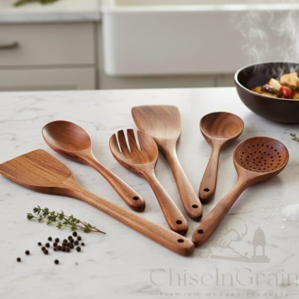 Non Stick Spatula Set of 6 Kitchen Tool Set  (Brown, Spatula, Ladle, Skimmer)