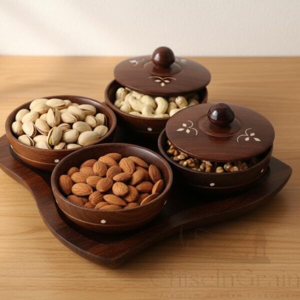 Classic Craft Serve Set | Wooden Jar Set with Tray