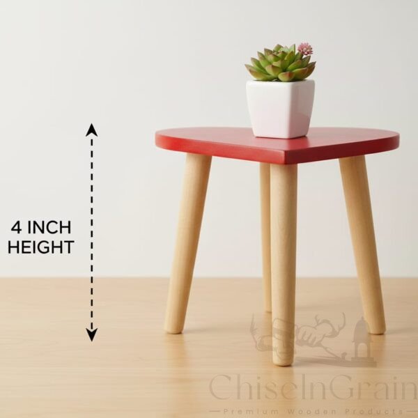 HeartWood Accent Stand | Red Heart-Shaped Mini Table
