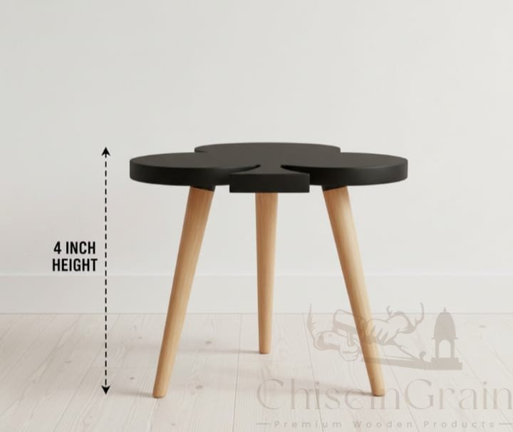 ♣️ ClubWood Accent Table | Black Club-Shaped Mini Table