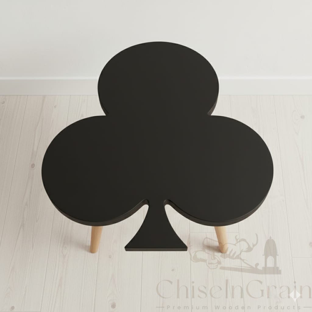♣️ ClubWood Accent Table | Black Club-Shaped Mini Table - Image 2