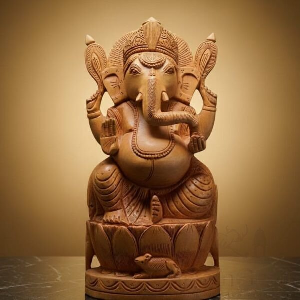 Lord Ganesha Kadam Wood Statue – Handcrafted 18 Inch Masterpiece