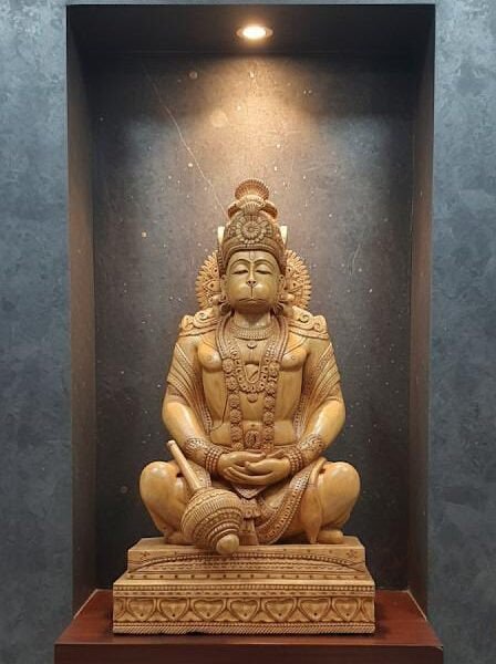 Majestic Handcrafted Kadam Wood Lord Hanuman Idol