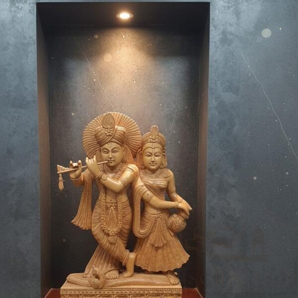 Eternal Harmony – Handcrafted Kadam Wood Radha Krishna Idol